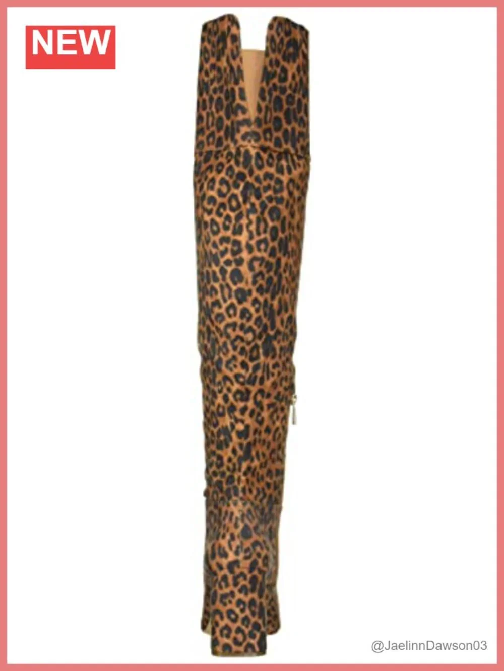 Womens Over-the-Knee Boots Pointed Toe Block Heel Zip Animal Print